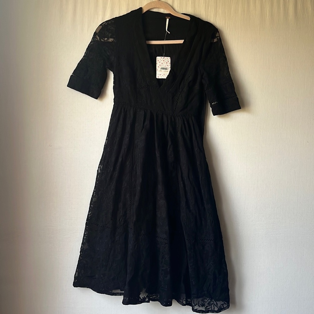 Free people black lace maxi dress